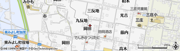 徳島県東みよし町（三好郡）西庄（九反地）周辺の地図