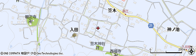 徳島県徳島市入田町笠木244周辺の地図