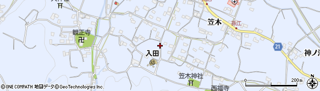 徳島県徳島市入田町笠木周辺の地図