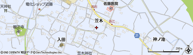 徳島県徳島市入田町笠木223周辺の地図