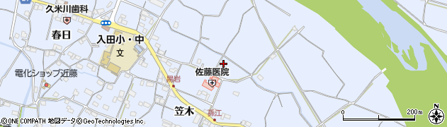 徳島県徳島市入田町笠木165周辺の地図