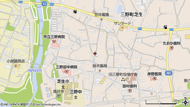 〒771-2304 徳島県三好市三野町芝生の地図