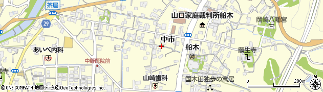山口県宇部市船木周辺の地図