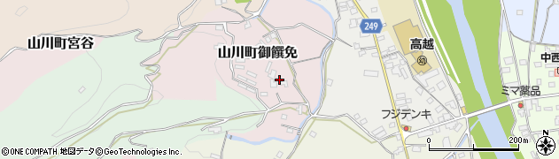 徳島県吉野川市山川町御饌免周辺の地図