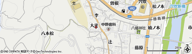 徳島県美馬市穴吹町穴吹大平33周辺の地図