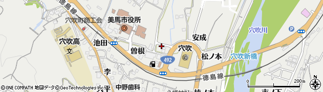 徳島県美馬市穴吹町穴吹（安成）周辺の地図