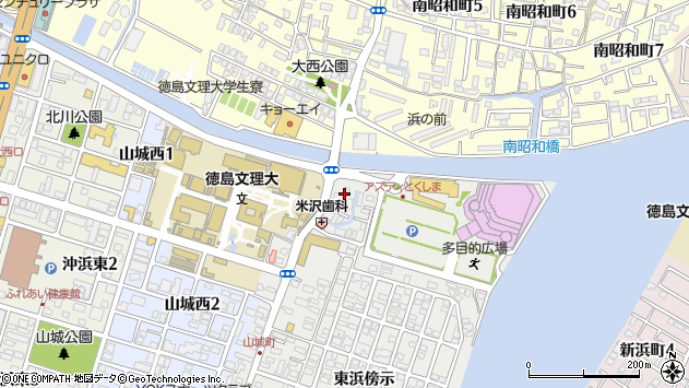 〒770-8055 徳島県徳島市山城町の地図