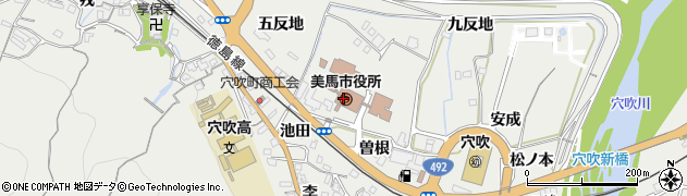徳島県美馬市周辺の地図