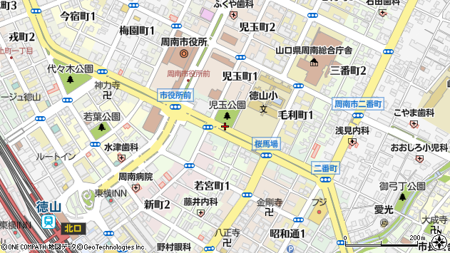 〒745-0011 山口県周南市桜馬場通りの地図