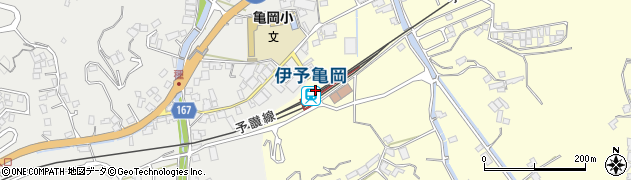 伊予亀岡駅周辺の地図