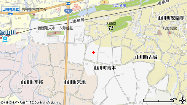 〒779-3407 徳島県吉野川市山川町朝日の地図