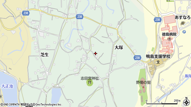〒779-3302 徳島県吉野川市川島町山田の地図