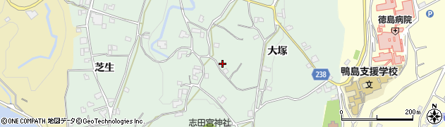 徳島県吉野川市川島町山田（大塚）周辺の地図