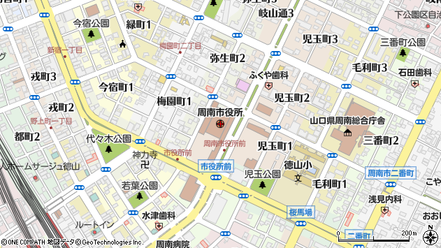 〒745-0872 山口県周南市一番丁の地図