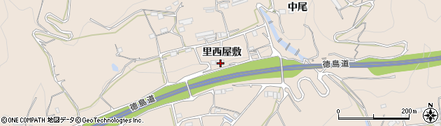 徳島県美馬市美馬町（里西屋敷）周辺の地図