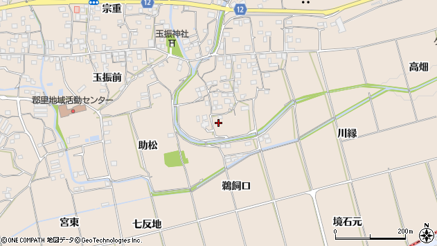 〒771-2104 徳島県美馬市美馬町中道南の地図