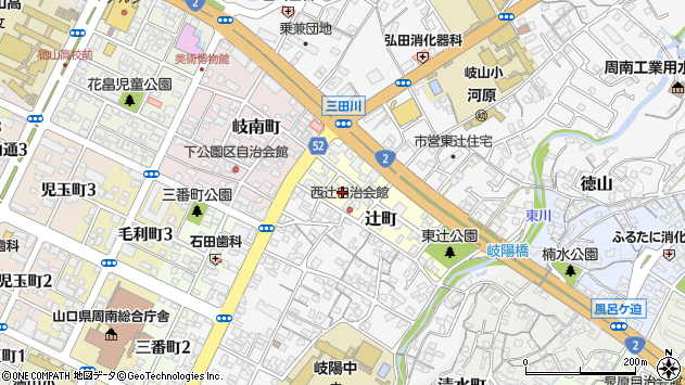 〒745-0001 山口県周南市辻町の地図