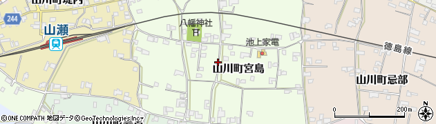 徳島県吉野川市山川町宮島周辺の地図