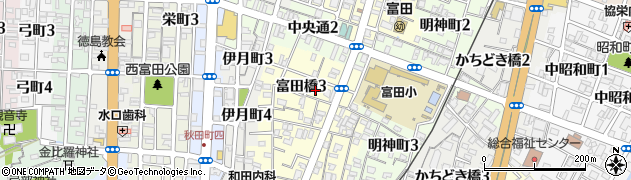 徳島県徳島市富田橋3丁目周辺の地図