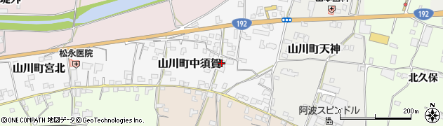 徳島県吉野川市山川町中須賀周辺の地図
