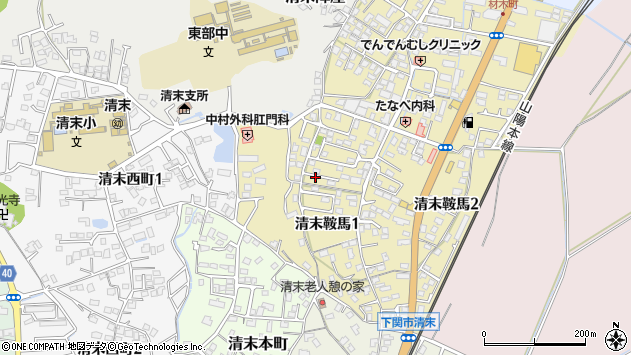 〒750-1153 山口県下関市清末鞍馬の地図
