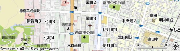徳島県徳島市栄町周辺の地図