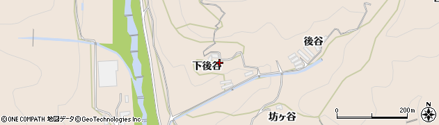 徳島県美馬市美馬町下後谷周辺の地図