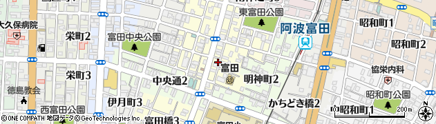 徳島県徳島市富田橋2丁目周辺の地図