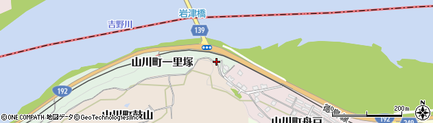 徳島県吉野川市山川町一里塚周辺の地図