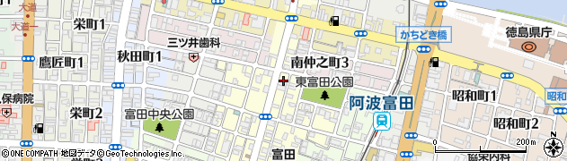 徳島県徳島市富田橋1丁目周辺の地図