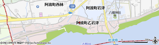 徳島県阿波市阿波町乙岩津周辺の地図
