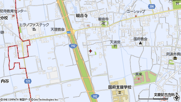 〒779-3123 徳島県徳島市国府町観音寺の地図