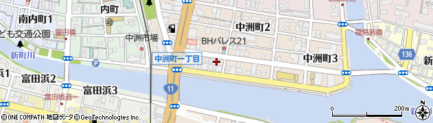 徳島県徳島市中洲町1丁目14周辺の地図