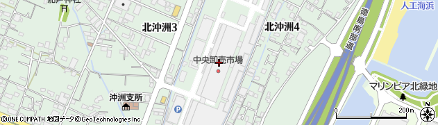 徳島市中央卸売市場　株式会社徳島大水魚・市受付周辺の地図