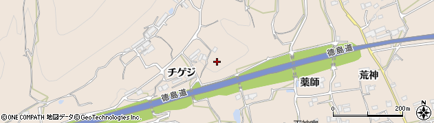 徳島県美馬市美馬町チゲジ周辺の地図