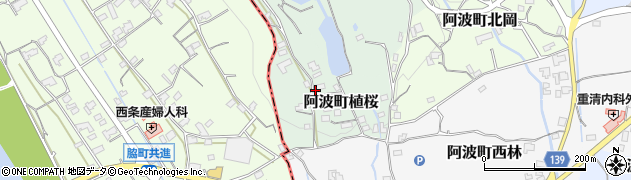 徳島県阿波市阿波町植桜周辺の地図