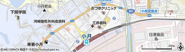 山口県下関市小月駅前周辺の地図