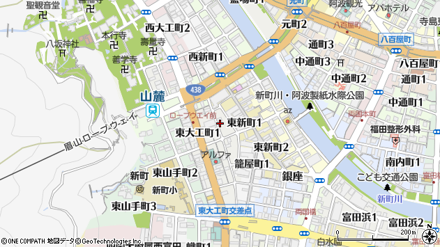 〒770-0913 徳島県徳島市南新町の地図