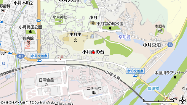 〒750-1135 山口県下関市小月西の台の地図
