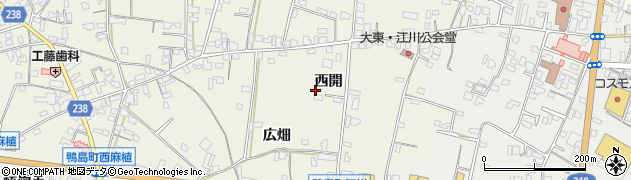 徳島県吉野川市鴨島町西麻植（西開）周辺の地図