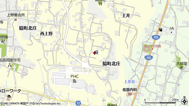 〒779-3603 徳島県美馬市脇町猪尻庄の地図