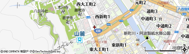 有限会社眉山製菓本舗　新町本店周辺の地図