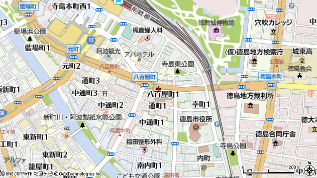 〒770-0841 徳島県徳島市八百屋町の地図