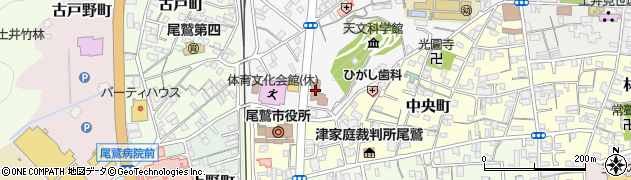 尾鷲市役所教育委員会　生涯学習課中央公民館周辺の地図