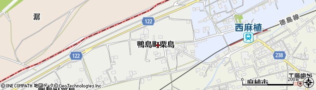徳島県吉野川市鴨島町粟島周辺の地図
