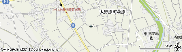 香川県観音寺市大野原町萩原周辺の地図