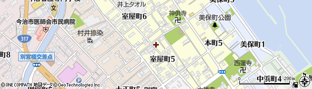 愛媛県今治市室屋町周辺の地図