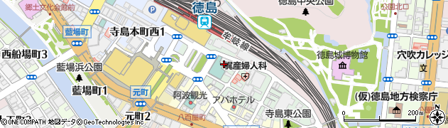 徳島駅前定期高速バス・ターミナル周辺の地図