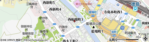 徳島県徳島市西船場町周辺の地図