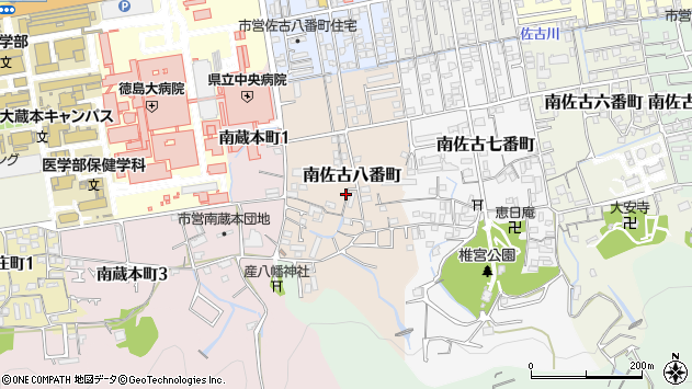 〒770-0038 徳島県徳島市南佐古八番町の地図